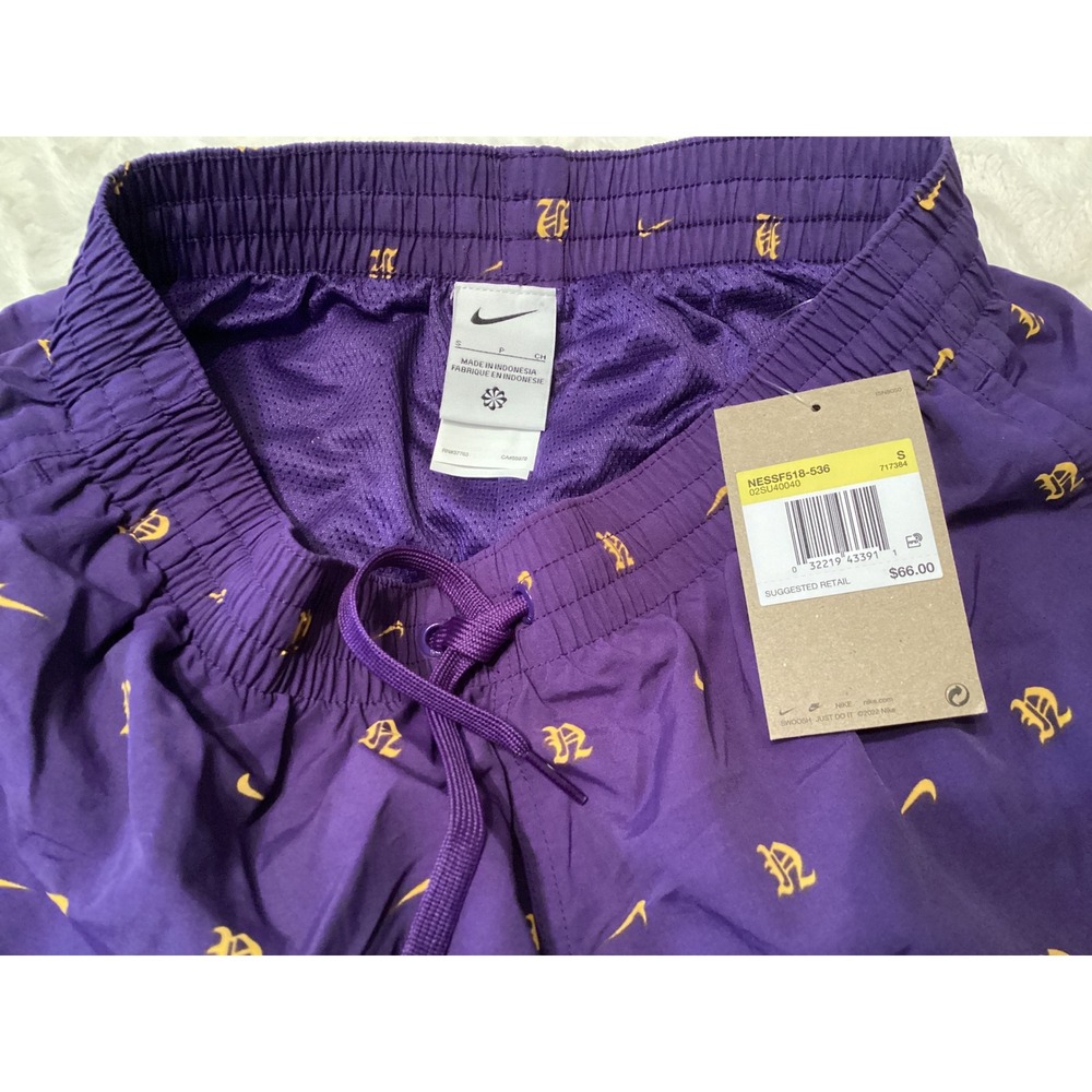 Nike Mens Purple Gold Logo Print Swim Trunks NESSF518-536 Size Small NWT - Picture 6 of 6